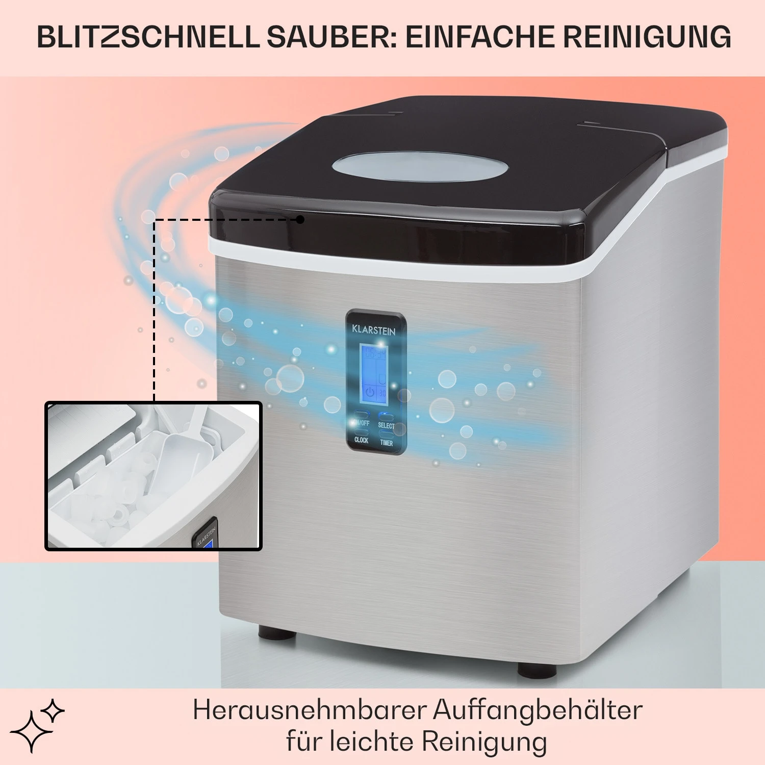 Mr. Black-Frost Eismaschine 150W Edelstahl Schwarz 15kg 5 Mr. Black-Frost Eismaschine 150W Edelstahl Schwarz 15kg – Bild 5