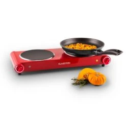 Captain Cook² Doppel-Kochplatte Infrarot 2400W Edelstahl Rot