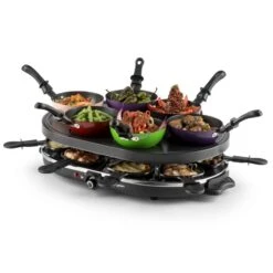 Woklette Tischgrill Raclette Wokset 1200 W 8 Personen Antihaft -Haushaltsgeräte Store 10030539 yy 0005 front oneConcept Woklette Tischgrill Raclette Wok 1200W