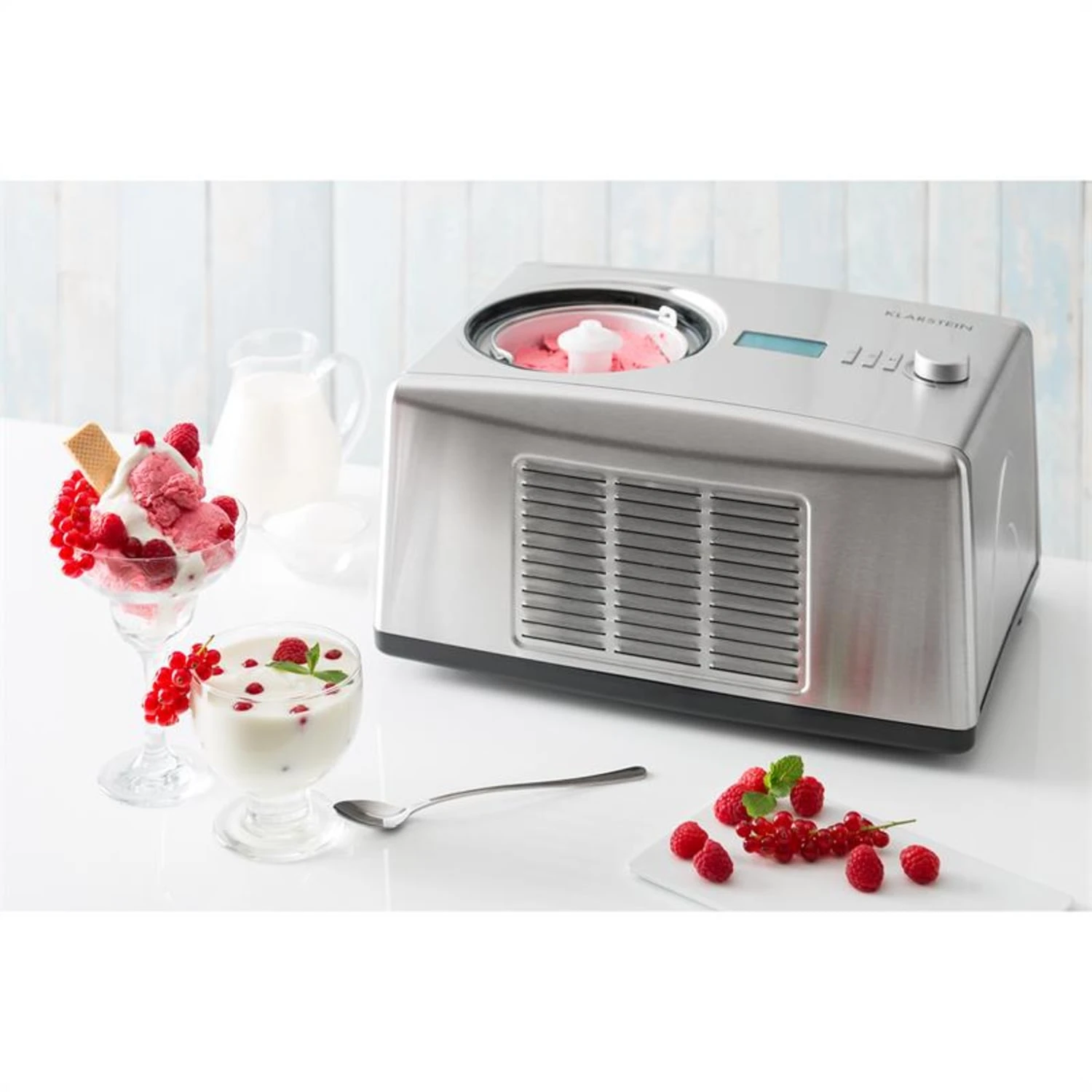 Yo & Yummy 2-in-1 Eiscremebereiter & Yoghurt Maker 150W 1,5l Edelstahl 2 Yo & Yummy 2-in-1 Eiscremebereiter & Yoghurt Maker 150W 1,5l Edelstahl – Bild 2