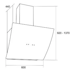 Annabelle 60 Dunstabzugshaube Glas 595 M³/h Touch-Armatur Schwarz -Haushaltsgeräte Store 10031905 yy 0008 dimensions