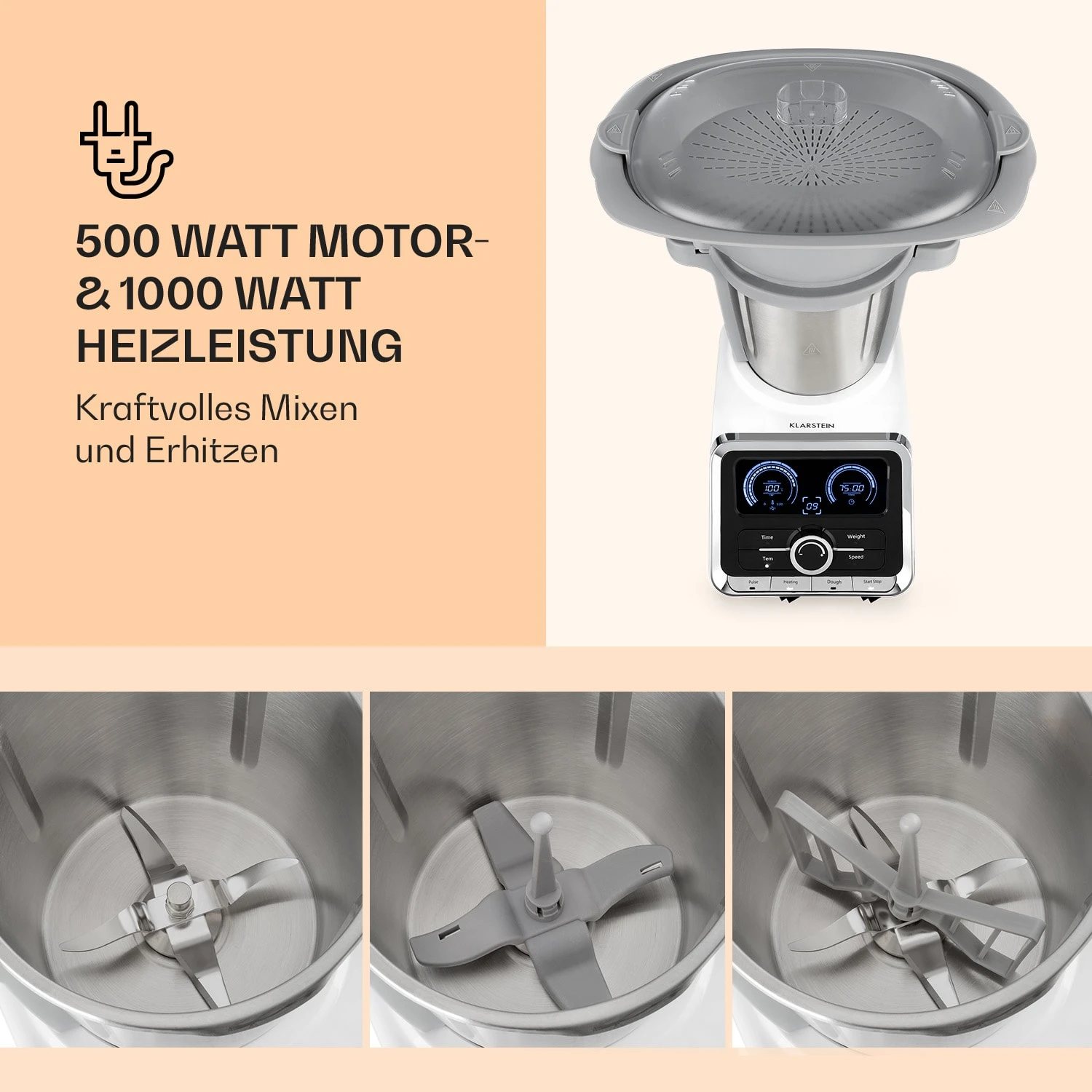 GrandPrix Küchenmaschine 500W / 1000W 2,5l Edelstahl-Rührschüssel 3 GrandPrix Küchenmaschine 500W / 1000W 2,5l Edelstahl-Rührschüssel – Bild 3