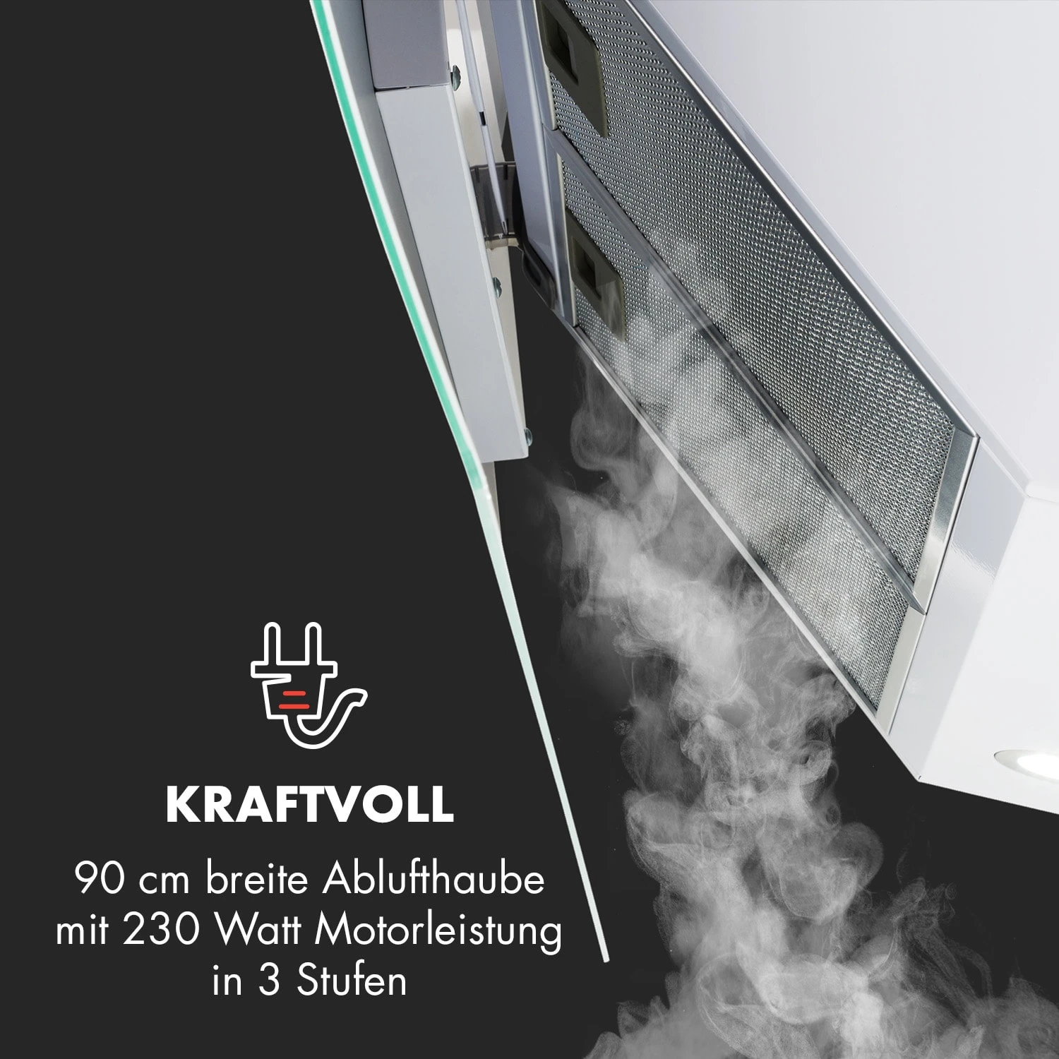 Annabelle 90 Dunstabzugshaube Glas 595 M³/h Touch-Armatur Weiß 7 Annabelle 90 Dunstabzugshaube Glas 595 M³/h Touch-Armatur Weiß – Bild 7