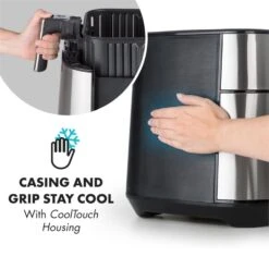 AeroVital Heißluftfritteuse 1700W 5,4 Liter Timer Edelstahl Silber -Haushaltsgeräte Store 10032848 yy 0006 logo Klarstein AeroVital Heissluftfritteuse silber reedit