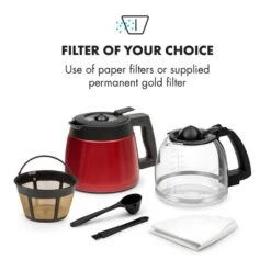 Aromatica II Duo Kaffeemaschine, Integriertes Mahlwerk, 1,25 L, Rot -Haushaltsgeräte Store 10032866 yy 0004 logo Klarstein Aromatica II Duo Kaffeemaschine rot