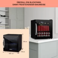Beersafe L Onyx Kühlschrank 47 Liter 2 Böden Panoramaglastür. -Haushaltsgeräte Store 10032870 de 0006 usp