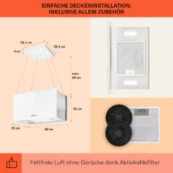 Kronleuchter L Inselabzugshaube 60cm Abluft: 590m³/h LED Touch Glas Weiß -Haushaltsgeräte Store 10033107 de 0005 usp