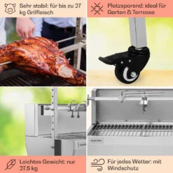Sauenland Pro Spanferkelgrill Drehspieß 13W 4 Rollen Edelstahl -Haushaltsgeräte Store 10033566 de 0005 usp