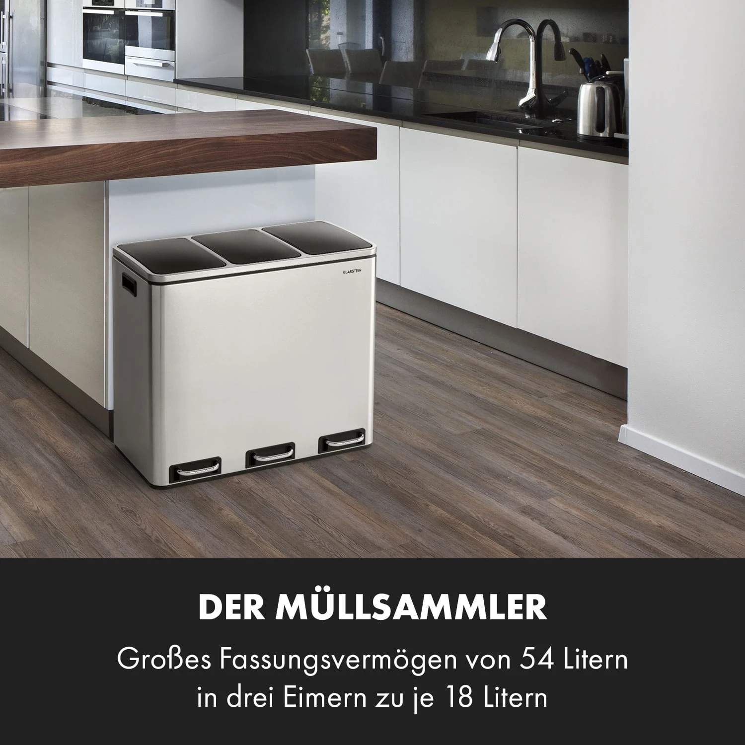 Grandmaster Trash Treteimer 54l / 3x18L Geräuschlos PP Edelstahl 2 Grandmaster Trash Treteimer 54l / 3x18L Geräuschlos PP Edelstahl – Bild 2