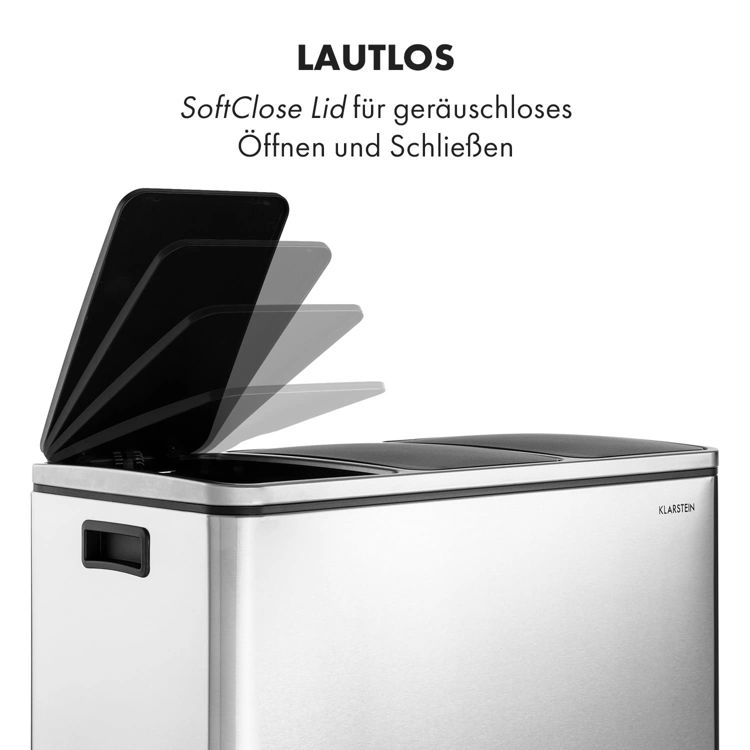 Grandmaster Trash Treteimer 54l / 3x18L Geräuschlos PP Edelstahl 3 Grandmaster Trash Treteimer 54l / 3x18L Geräuschlos PP Edelstahl – Bild 3