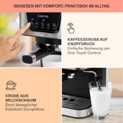 Arabica Espressomaschine 1050W 15 Bar 1,5l Touch-Bedienfeld Edelstahl -Haushaltsgeräte Store 10033729 de 0003 usp