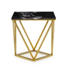 Black Onyx II Couchtisch 50x55x35cm (BxHxT) Marmor Gold / Schwarz