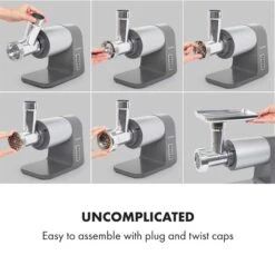 Mett Max Elektrischer Fleischwolf 600W Kupfermotor Aluminium -Haushaltsgeräte Store 10034244 yy 0003 logo Klarstein Mett Max elektrischer Fleischwolf grau