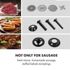 Mett Max Elektrischer Fleischwolf 600W Kupfermotor Aluminium -Haushaltsgeräte Store 10034244 yy 0004 logo Klarstein Mett Max elektrischer Fleischwolf grau