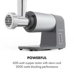 Mett Max Elektrischer Fleischwolf 600W Kupfermotor Aluminium -Haushaltsgeräte Store 10034244 yy 0007 logo Klarstein Mett Max elektrischer Fleischwolf grau