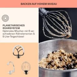 Bella Elegance Küchenmaschine 2000 W 2,7 PS 5,2 Ltr Edelstahl BPA-frei -Haushaltsgeräte Store 10034364 de 0006 usp