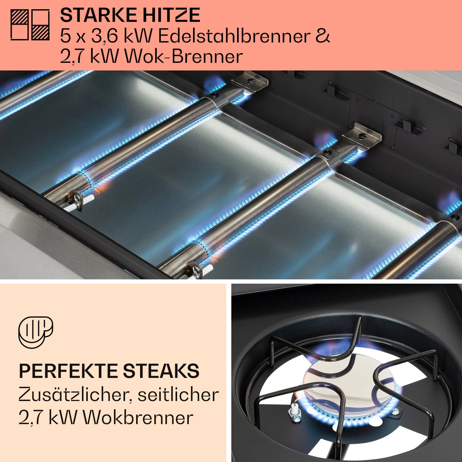 Tomahawk Gasgrill 5x3,6 KW + 2,7 KW Brenner 80x43,5 Cm Grill Edelstahl 3 Tomahawk Gasgrill 5x3,6 KW + 2,7 KW Brenner 80x43,5 Cm Grill Edelstahl – Bild 3