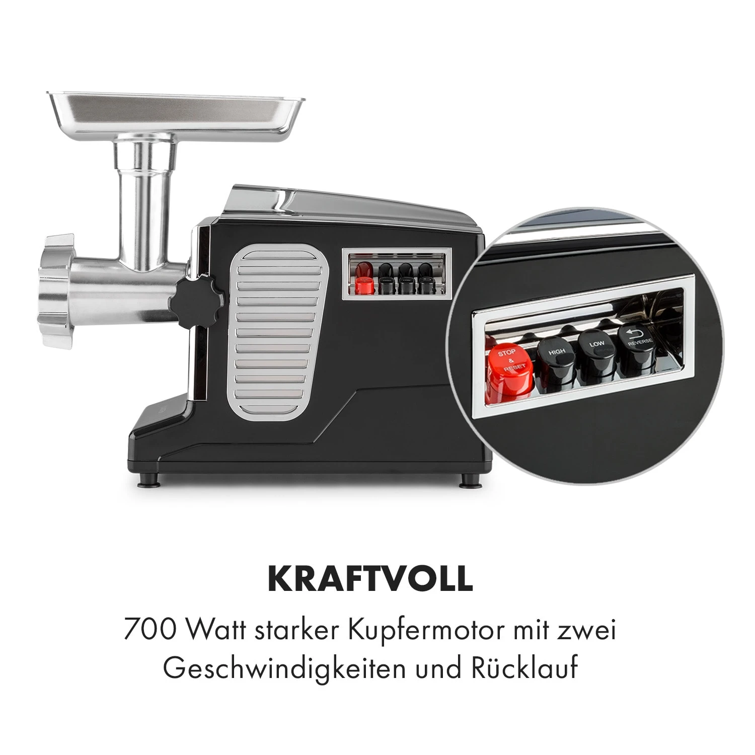 Kraftprotz Elektrischer Fleischwolf 700 W Kupfermotor Hack Wurst Kebbe Edelstahl 5 Kraftprotz Elektrischer Fleischwolf 700 W Kupfermotor Hack Wurst Kebbe Edelstahl – Bild 5
