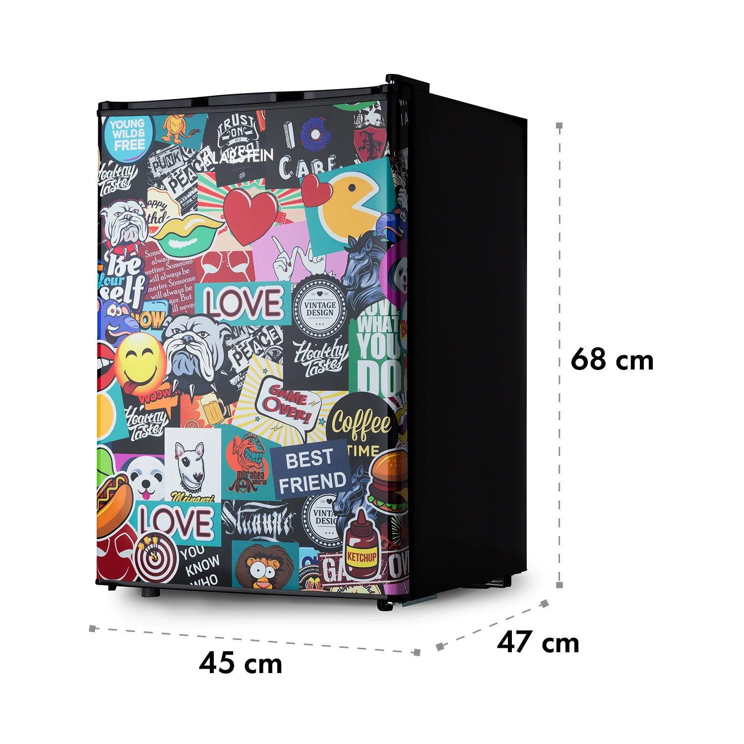 Cool Vibe 70+ Kühlschrank 72 Liter 2 Böden Stickerbomb-Style 7 Cool Vibe 70+ Kühlschrank 72 Liter 2 Böden Stickerbomb-Style – Bild 7