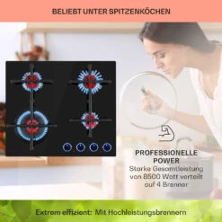 Illuminosa 4 Gaskochfeld 4-flammig Sabaf-Brenner Glaskeramik -Haushaltsgeräte Store 10035464 de 0003 usp