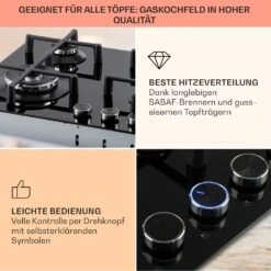 Illuminosa 4 Gaskochfeld 4-flammig Sabaf-Brenner Glaskeramik -Haushaltsgeräte Store 10035464 de 0004 usp