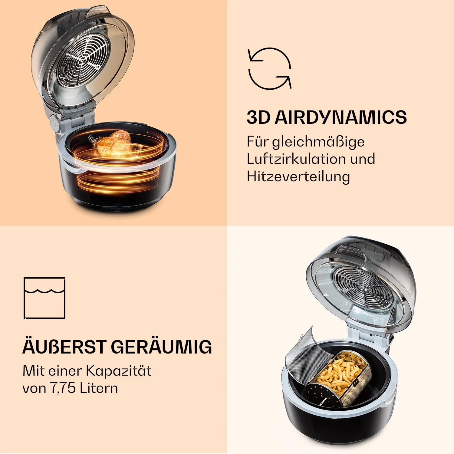 VitAir Smart Heißluftfritteuse App-Steuerung / 1400W / 7,75 Ltr / 20 Programme 6 VitAir Smart Heißluftfritteuse App-Steuerung / 1400W / 7,75 Ltr / 20 Programme – Bild 6