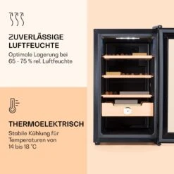 Klarstein El Presidente 48 Zigarren-Humidor 48L 3 Einschübe 1 Fach Zedernholz -Haushaltsgeräte Store 10036103 de 0004 logo