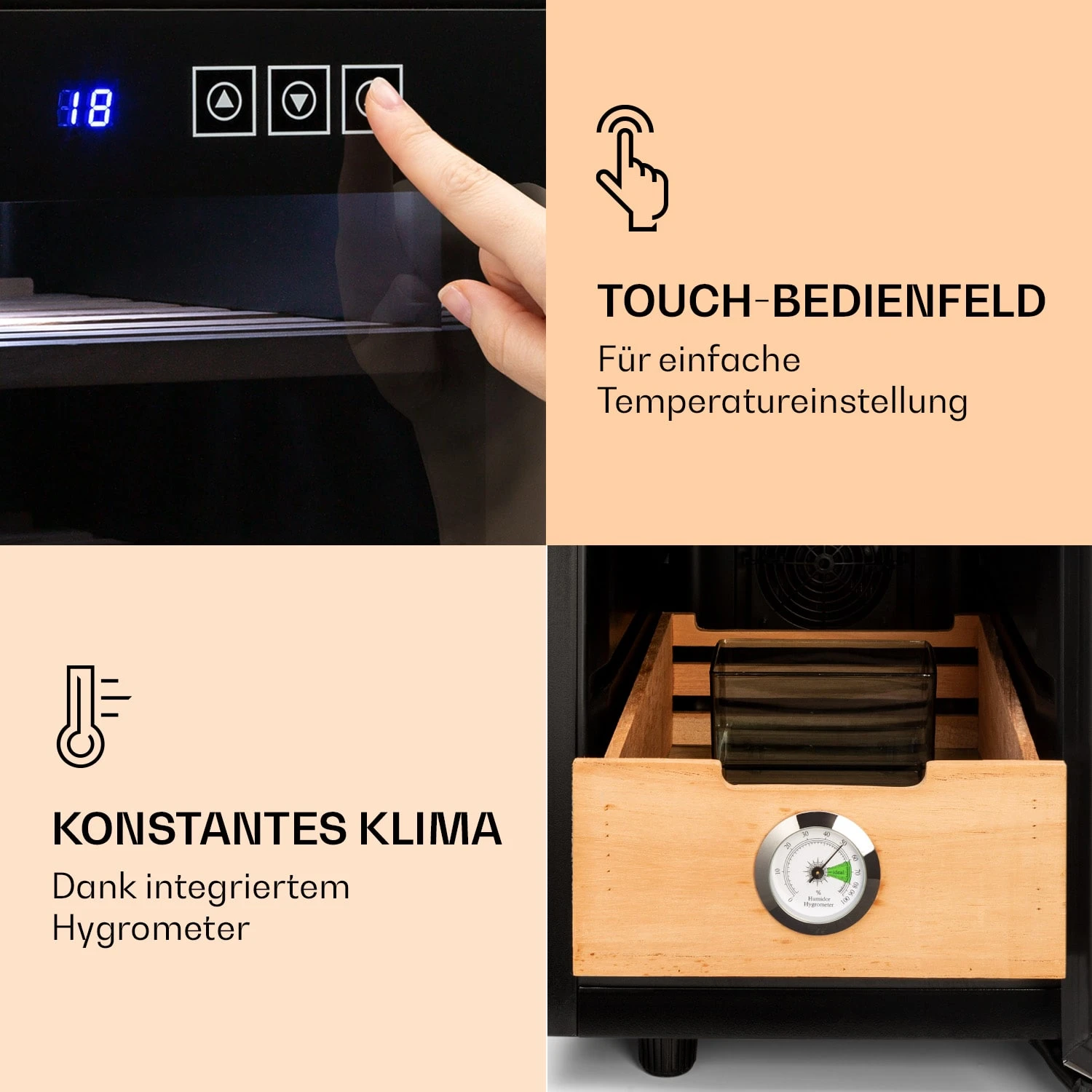 El Presidente 23 Humidor 45 W Touch Buchenholz 23L LED 5 El Presidente 23 Humidor 45 W Touch Buchenholz 23L LED – Bild 5