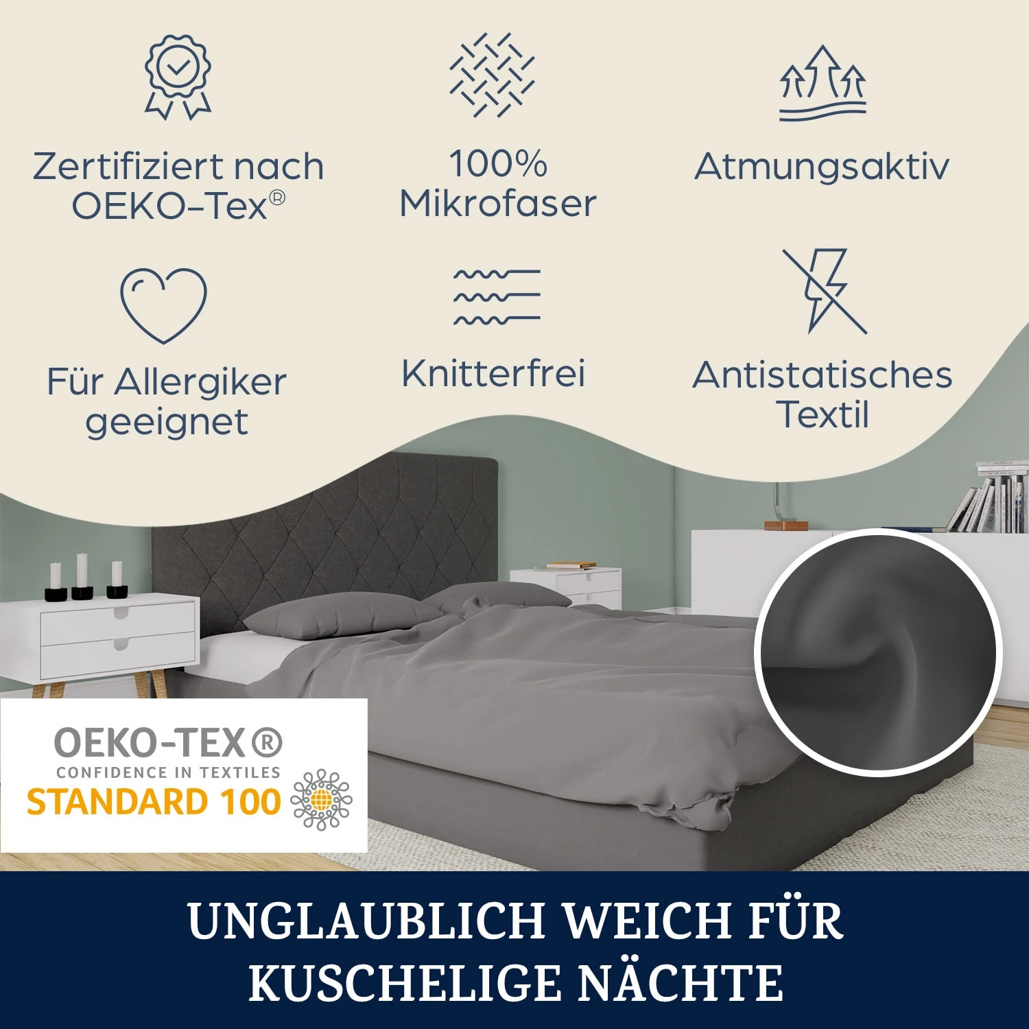 Soft Wonder-Edition Kopfkissenbezüge 2er Set 40x80 Cm Mikrofaser 2 Soft Wonder-Edition Kopfkissenbezüge 2er Set 40x80 Cm Mikrofaser – Bild 2