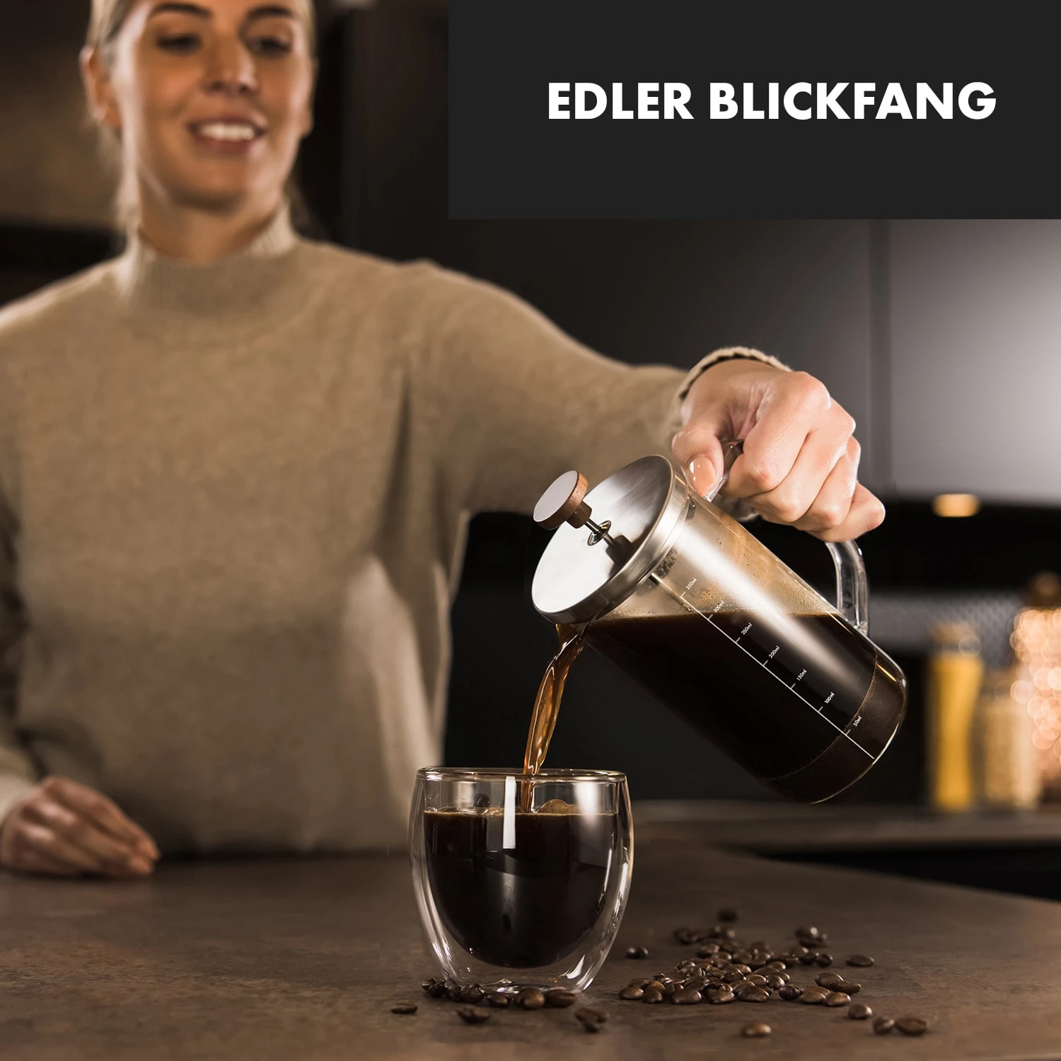 Glaswerk Ristretto French Press 0,35 Liter Borosilikatglas Edelstahl Walnussholz 4 Glaswerk Ristretto French Press 0,35 Liter Borosilikatglas Edelstahl Walnussholz – Bild 4