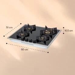 Goldflame Domino 4 Prime Gaskochfeld 4-flammig Messing-Brenner Glaskeramik -Haushaltsgeräte Store 10037807 yy 0007 logo