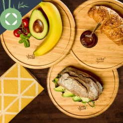 3er-Set Bambus-Frühstücksbrett Rund 25 X 1,6 X Cm (ØxH) Pflegeleicht -Haushaltsgeräte Store 10038082 yy 0004 logo