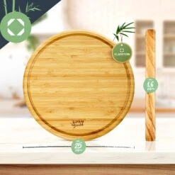 3er-Set Bambus-Frühstücksbrett Rund 25 X 1,6 X Cm (ØxH) Pflegeleicht -Haushaltsgeräte Store 10038082 yy 0006 logo