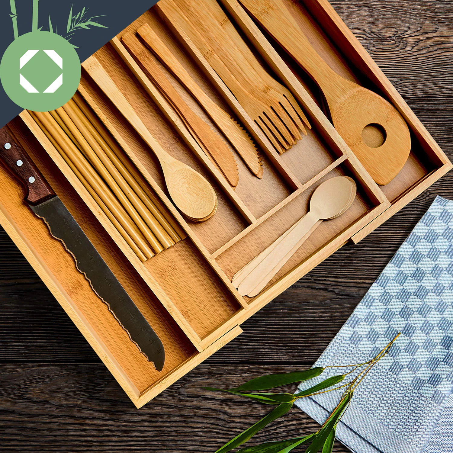 Besteckkasten 5-7 Fächer Max. 40 X 5 X 35,5 Cm Bambus 3 Besteckkasten 5-7 Fächer Max. 40 X 5 X 35,5 Cm Bambus – Bild 3