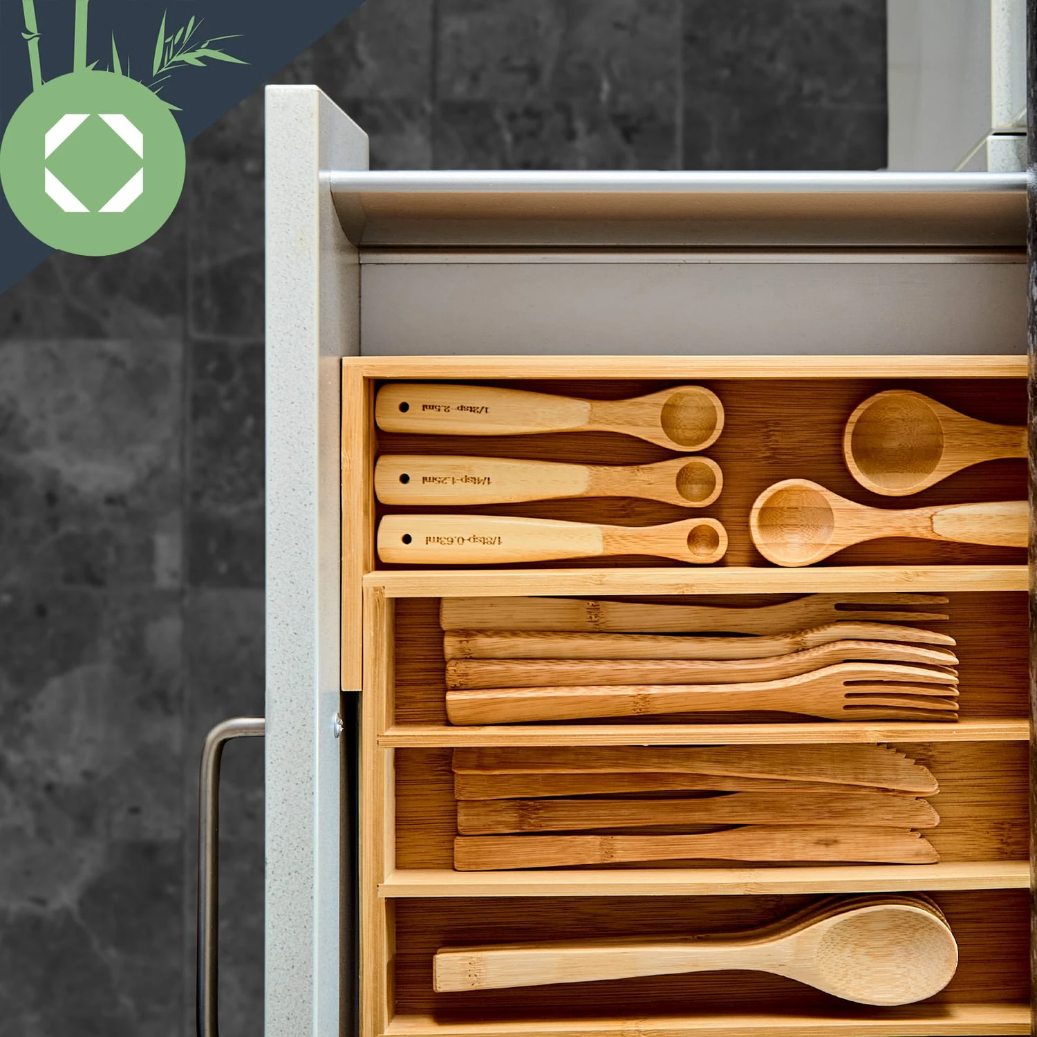 Besteckkasten 5-7 Fächer Max. 40 X 5 X 35,5 Cm Bambus 4 Besteckkasten 5-7 Fächer Max. 40 X 5 X 35,5 Cm Bambus – Bild 4