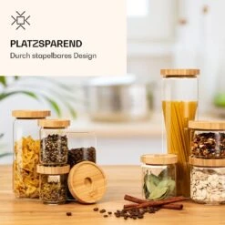 Stapelglas Mit Bambusdeckel 750 Ml Stapelbar Luftdicht -Haushaltsgeräte Store 10038242 de 0003 logo