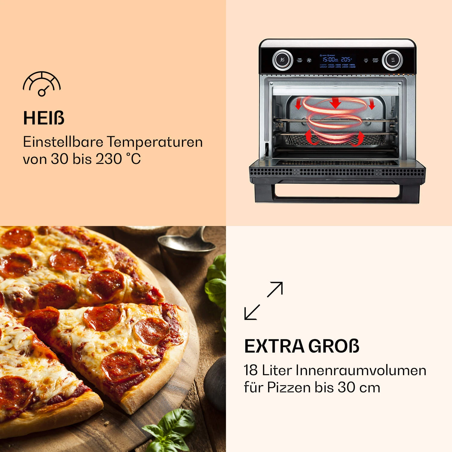 AeroVital Jumbo 3-in-1 Heißluftfritteuse Toaster Dörrautomat 1550 W 18 Liter 4 AeroVital Jumbo 3-in-1 Heißluftfritteuse Toaster Dörrautomat 1550 W 18 Liter – Bild 4