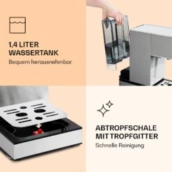 Pausa Espressomaker 1350 Watt 20 Bar Druck Wassertank: 1,4 Liter Edelstahl 14 Pausa Espressomaker 1350 Watt 20 Bar Druck Wassertank: 1,4 Liter Edelstahl -Haushaltsgeräte Store 10038393 de 0007 logo