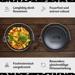 Galloway Dutch Oven 6.0 BBQ-Topf Gusseisen Voreingebrannt Größe M / 6 Qt -Haushaltsgeräte Store 10038581 de 0003 usp