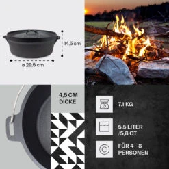 Galloway Dutch Oven 6.0 BBQ-Topf Gusseisen Voreingebrannt Größe M / 6 Qt -Haushaltsgeräte Store 10038581 de 0004 usp