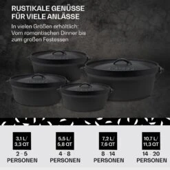 Galloway Dutch Oven 6.0 BBQ-Topf Gusseisen Voreingebrannt Größe M / 6 Qt -Haushaltsgeräte Store 10038581 de 0006 usp