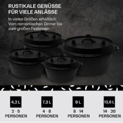 Guernsey Premium Dutch Oven 12.0 BBQ-Topf Gusseisen Voreingebrannt Größe XL / 12 Qt -Haushaltsgeräte Store 10038640 de 0006 usp