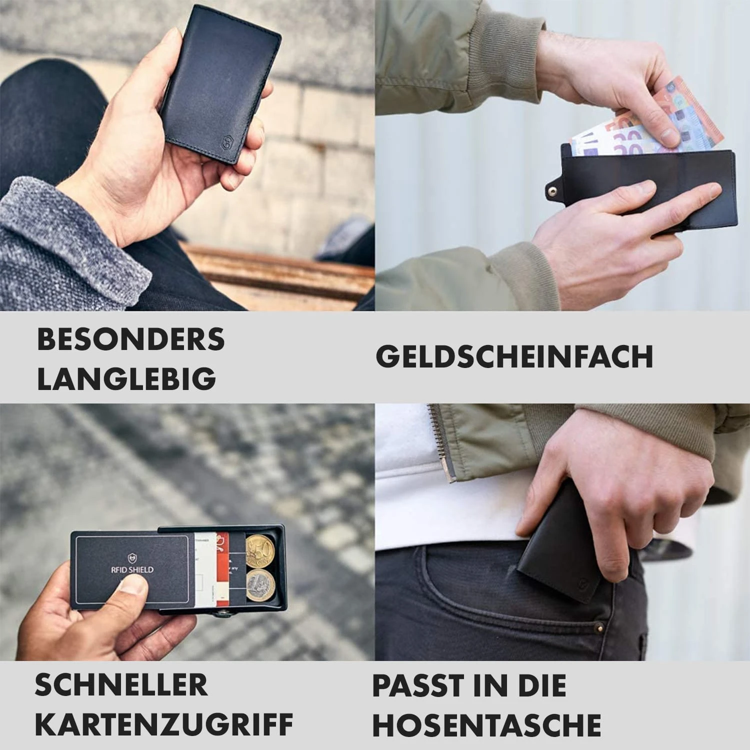 ZNAP Slim Wallet 8 Karten Münzfach 8 X 1,5 X 6 Cm (BxHxT) RFID-Schutz 2 ZNAP Slim Wallet 8 Karten Münzfach 8 X 1,5 X 6 Cm (BxHxT) RFID-Schutz – Bild 2