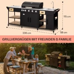 Jersey Outdoor Kitchen Gasgrill Spüle 20,7 KW 5+1 Brenner Mobil -Haushaltsgeräte Store 10039854 de 0006 usp