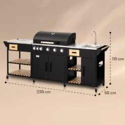 Jersey Outdoor Kitchen Gasgrill Spüle 20,7 KW 5+1 Brenner Mobil -Haushaltsgeräte Store 10039854 yy 0008 dimensions