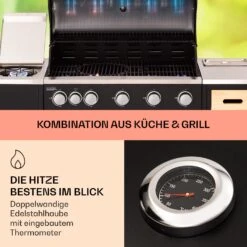 Jersey Outdoor Kitchen Gasgrill 20,7 KW 5+1 Brenner Mobil Regenschutz -Haushaltsgeräte Store 10039855 de 0003 usp