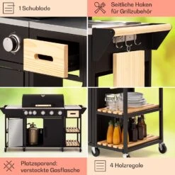 Jersey Outdoor Kitchen Gasgrill 20,7 KW 5+1 Brenner Mobil Regenschutz -Haushaltsgeräte Store 10039855 de 0005 usp