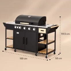 Jersey Outdoor Kitchen Gasgrill 20,7 KW 5+1 Brenner Mobil Regenschutz -Haushaltsgeräte Store 10039855 yy 0008 dimensions