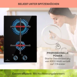 Illuminosa Domino Gaskochfeld 2-flammig Sabaf-Brenner Glaskeramik -Haushaltsgeräte Store 10039896 de 0003 usp