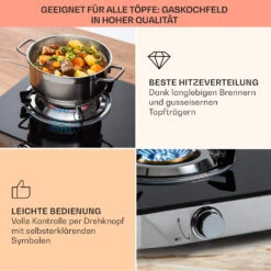 Barzona 2 Campingkocher 2 Brenner 3,4 KW & 4,3 KW Glasplatte Edelstahl 12 Barzona 2 Campingkocher 2 Brenner 3,4 KW & 4,3 KW Glasplatte Edelstahl -Haushaltsgeräte Store 10040043 de 0004 usp